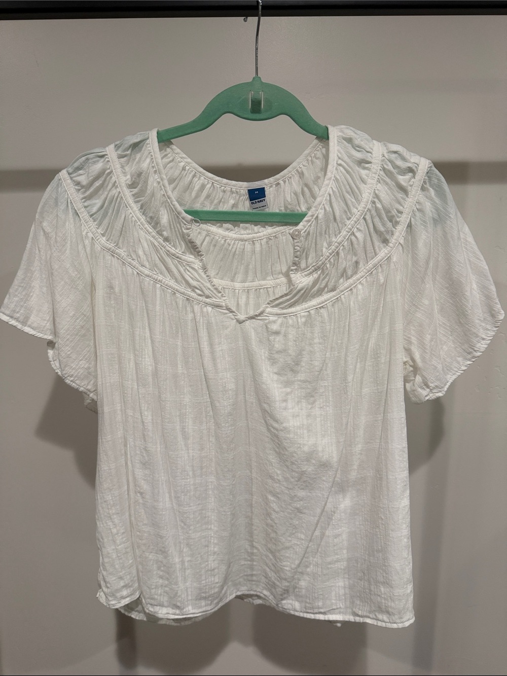 Old Navy White Peasant-Style Short Sleeve Blouse